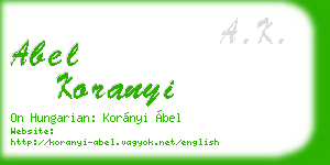 abel koranyi business card