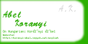 abel koranyi business card